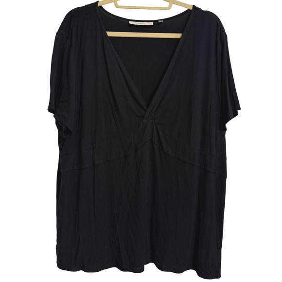 Sejour Tops - Sejour Womens 3X Black V-Neck‎ Twist Front Empire Waist Short Sleeve Top